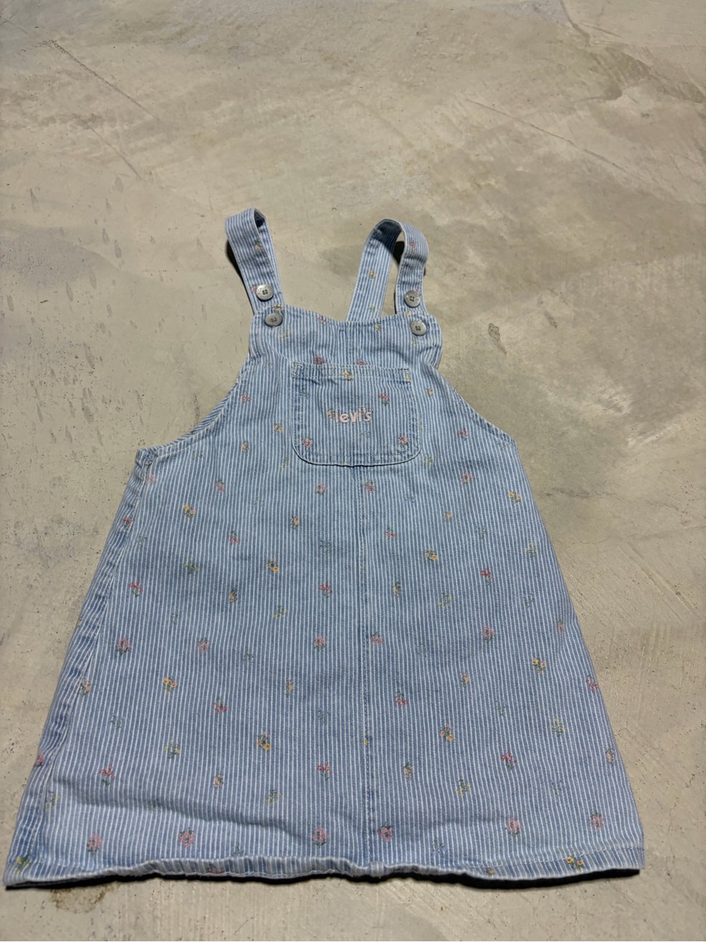 Levi's Light Blue Striped floral Kids Overall Dress 3T